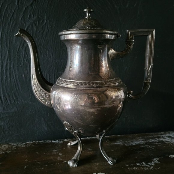 Antique WMF Germany Silverplate Teapot c.1910, Hoof Style Feet Teapot, Edwardian - Picture 1 of 12